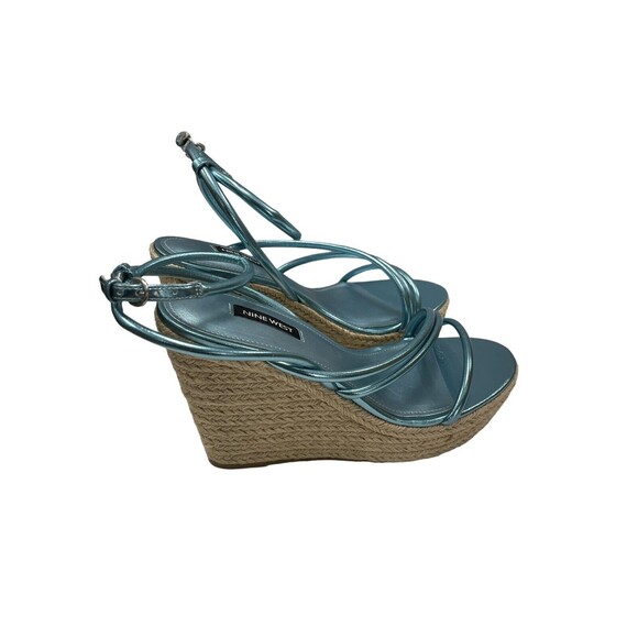 NINE WEST Womens Blue 1-1/2" Platform Hipsta Open Wedge Espadrille Shoes 9 M - Picture 6 of 9